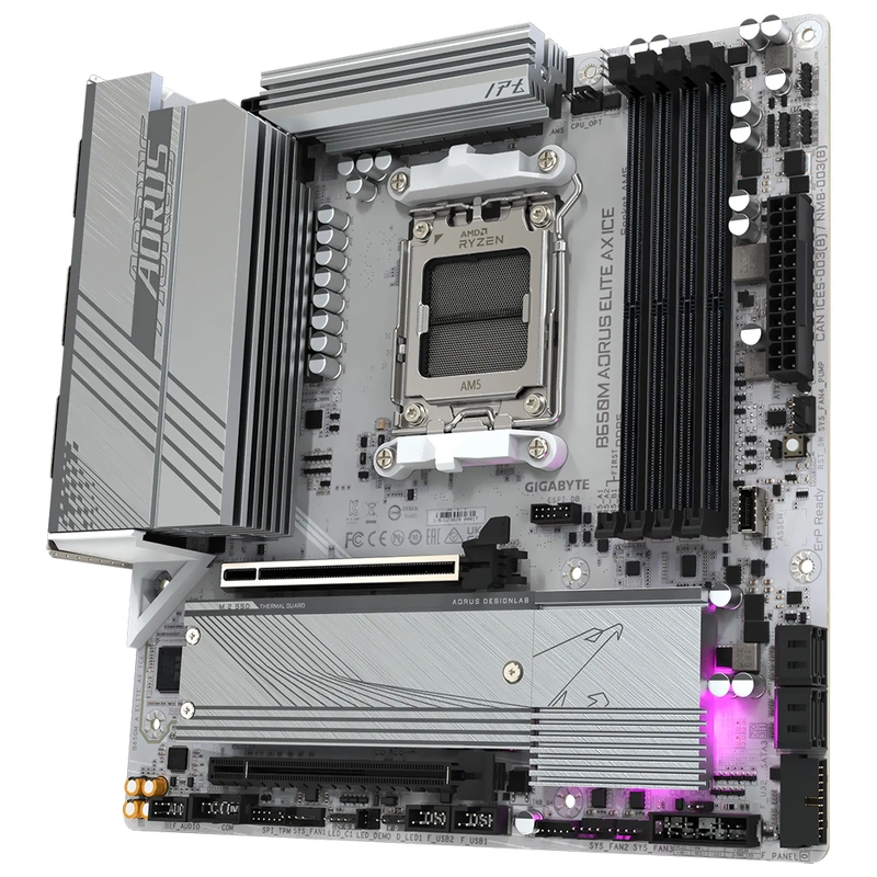 Placa Mãe Gigabyte B650M AORUS Elite AX Ice Socket AM5 DDR5 AMD B650 Micro ATX - Imagem 3