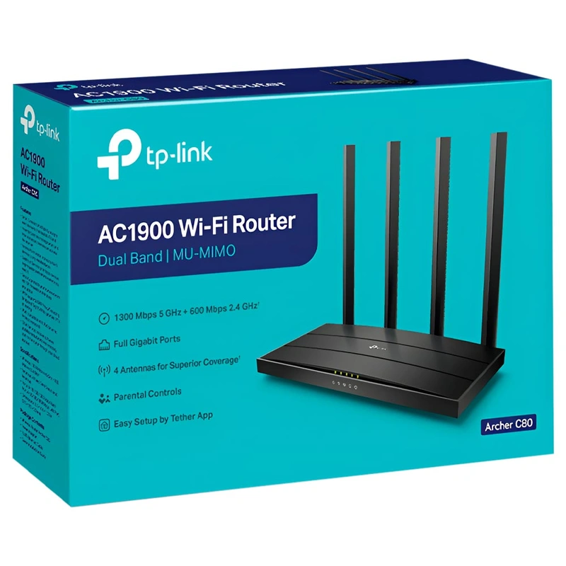 Roteador Tp-Link Archer C80 AC1900 Dual Band 2.4GHz 5GHz 4 Antenas - Preto - Imagem 3