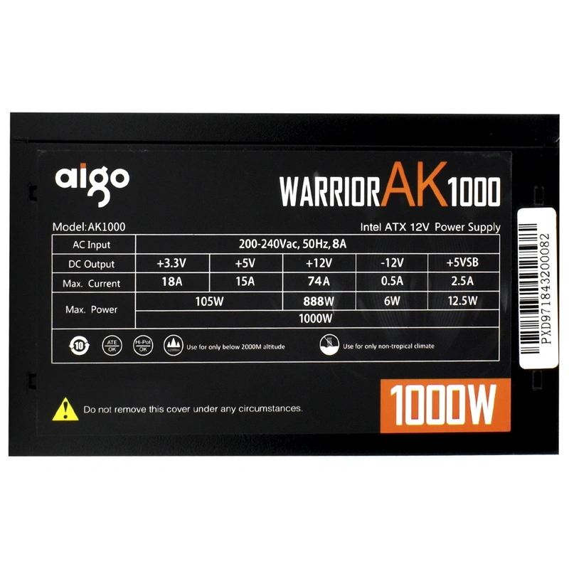 Fonte de Alimentação Aigo Warrior AK1000 1000W ATX Não Modular MB 24 Pinos - Imagem 2