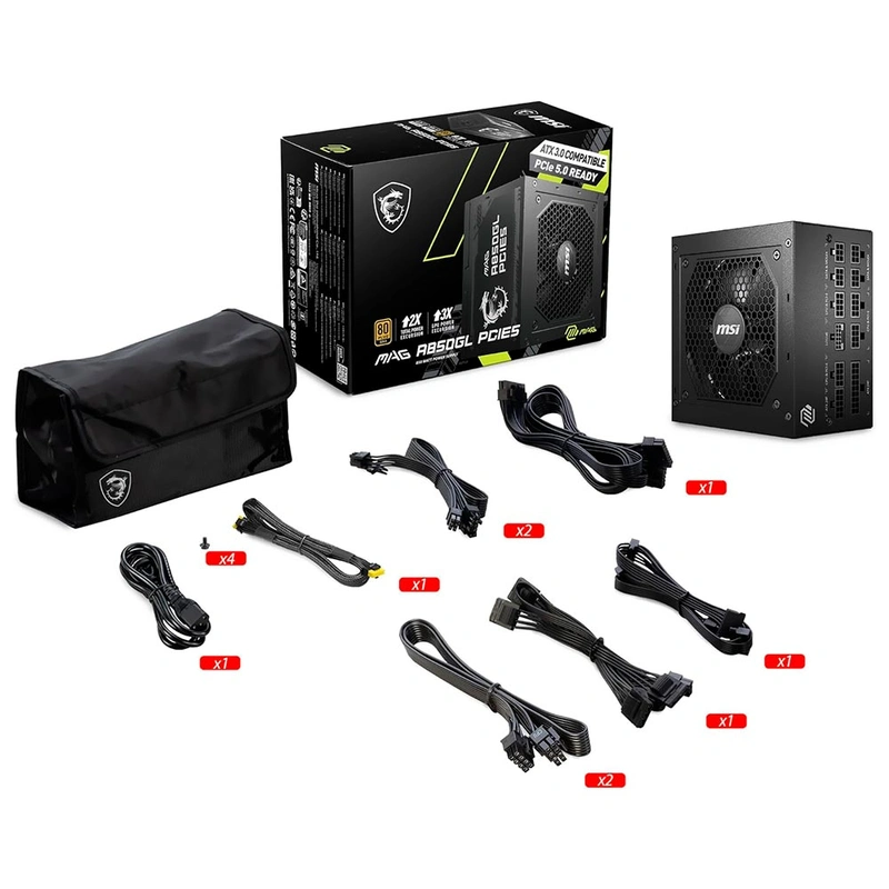 Fonte de Alimentação MSI MAG A850GL PCIE5 850W Modular 80 Plus Gold ATX - Imagem 3