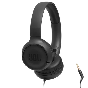 Fone de Ouvido JBL Tune T500 Pure Bass Com Fio - Preto Analógico de 3.5 mm