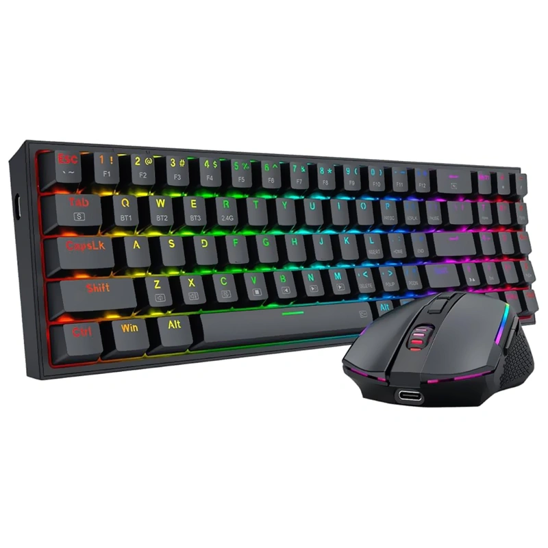 Teclado Gamer Mecânico Redragon S136 Combo Wireless RGB RED Inglês - Preto - Imagem 2