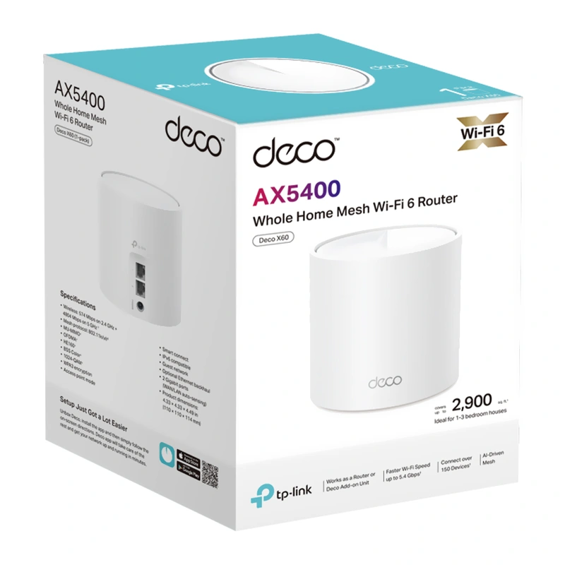 Roteador Tp-Link Deco X60 Whole Home Mesh Wi-Fi AX5400 Dual Band 2.4GHz 5GHz - Branco - Imagem 3