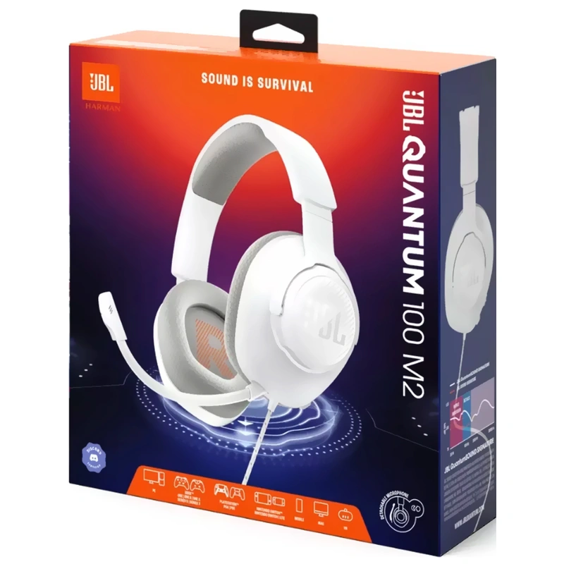 Fone Gamer JBL Quantum 100 M2 Com Fio - Branco PC Analógico de 3.5 mm 400g - Imagem 3