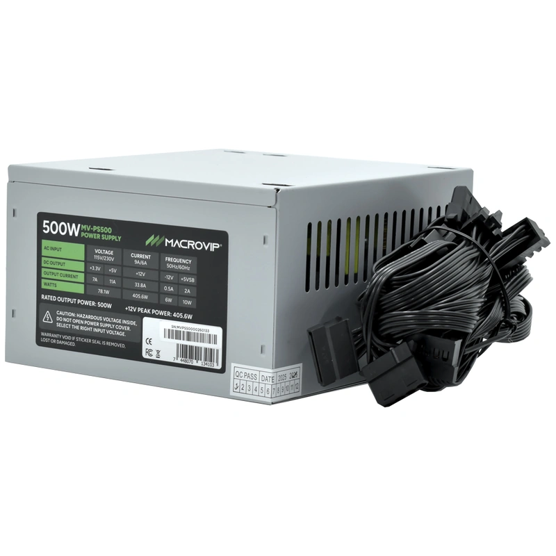 Fonte de Alimentação Macrovip MV-PS500 500W ATX Não Modular MB 24 Pinos x 1