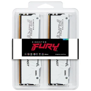 Memória RAM Kingston Fury Beast DDR5 64GB (4x16GB) 6000MHz RGB - Branco (KF560C40BWAK4-64)