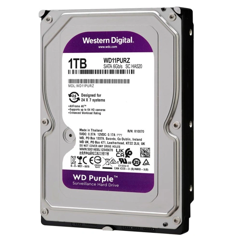 HD Western Digital 1TB WD Purple 3.5 SATA 3 - 6Gb/s WD11PURZ - Imagem 2