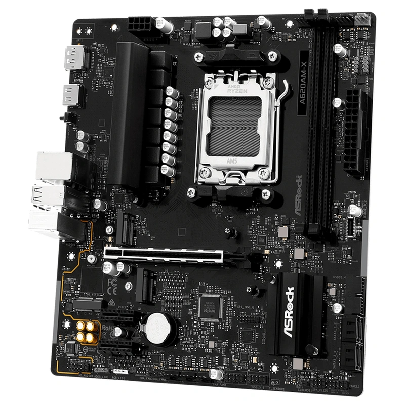 Placa Mãe ASRock A620AM-X Socket AM5 DDR5 AMD A620A 2 Slots DIMM Dual Channel DDR5 - Imagem 3