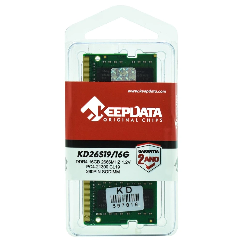 Memória RAM para Notebook Keepdata DDR4 16GB 2666MHz - KD26S1916G SODIMM - Imagem 3