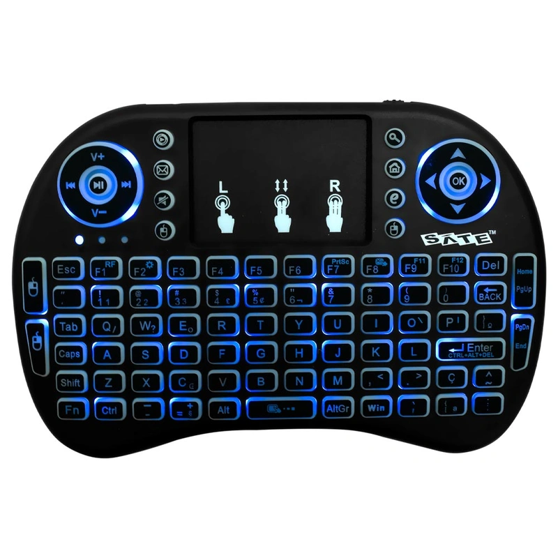 Teclado Satellite AK-724G Mini Smart Wireless Backlight - Preto Receptor nano USB