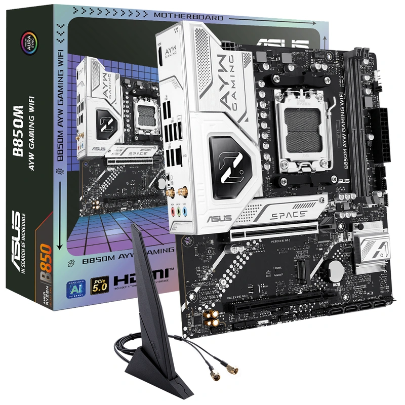 Placa Mãe ASUS B850M AYW Gaming Wi-Fi Socket AM5 DDR5 AMD B850 Micro ATX