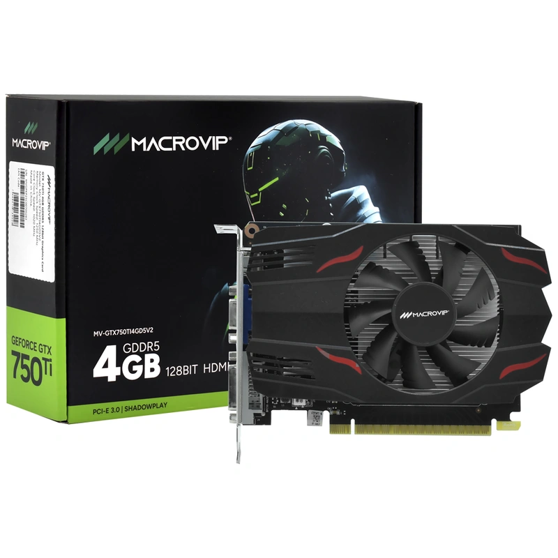 Placa de Vídeo Macrovip 4GB GeForce GTX750TI V2 GDDR5 - MV-GTX750TI4GD5V2