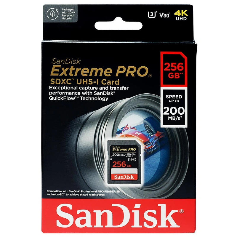 Cartão de Memória SD SanDisk Extreme Pro V30 U3 256GB 4K - Imagem 3