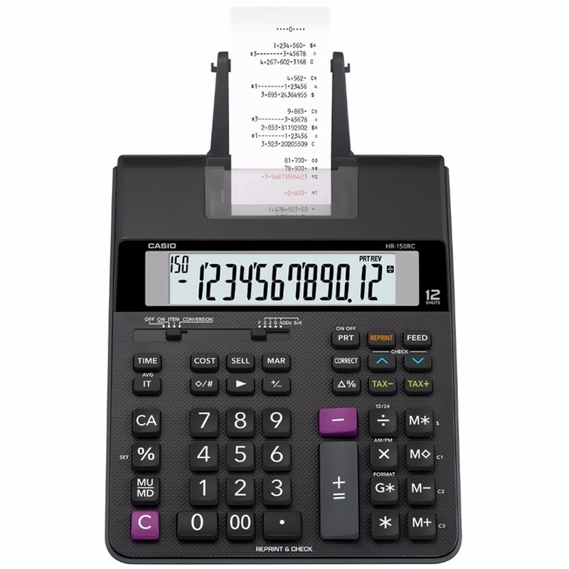 Calculadora com Bobina Casio HR-150RC 12 Digitos - Preto