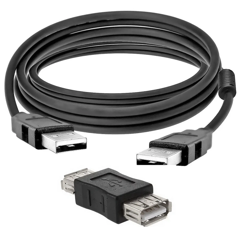 Cabo de Extensão USB para USB 2.0 Macho Macho + Adaptador USB Fêmea - 1.5M - Imagem 2