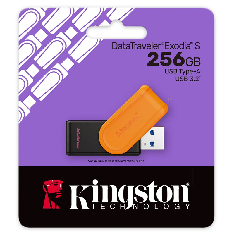 Pendrive Kingston Exodia S 256GB USB 3.2 - Preto Laranja (DTXS256GB) - Imagem 3