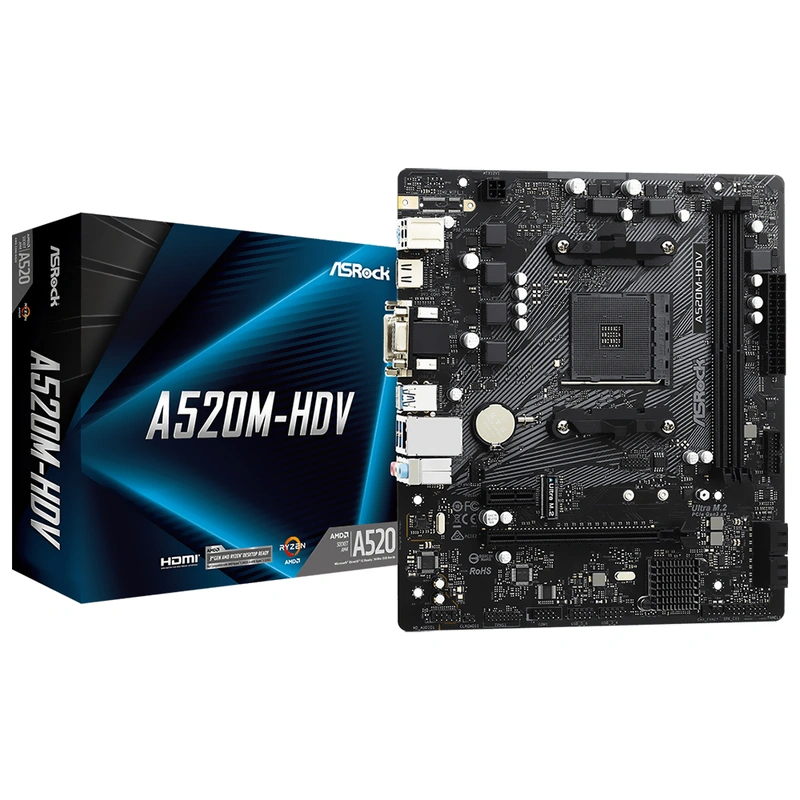Placa Mãe ASRock A520M-HDV Socket AM4 VGA DDR4 AMD A520 Micro ATX