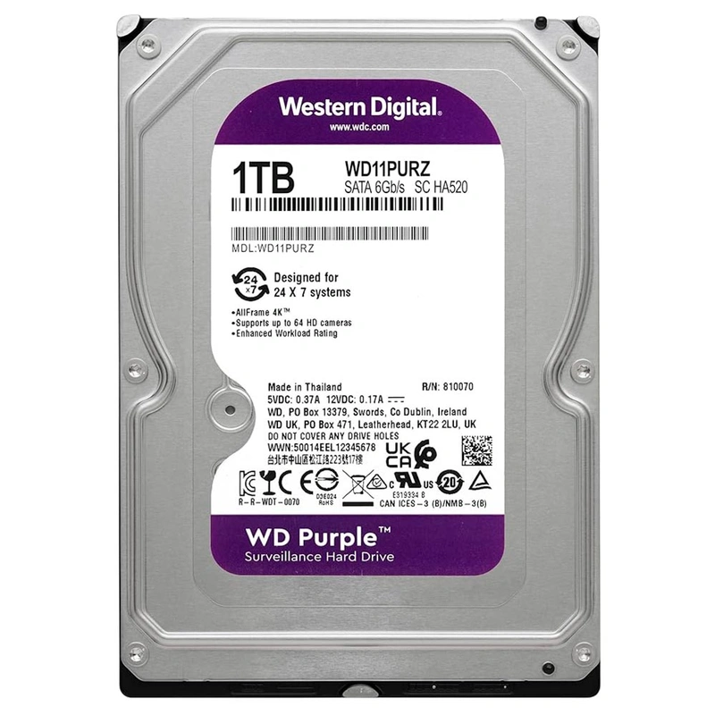 HD Western Digital 1TB WD Purple 3.5 SATA 3 - 6Gb/s WD11PURZ