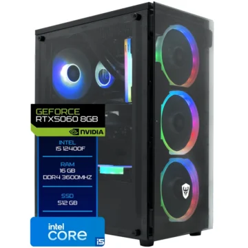 PC Montado Gamer Intel Core i5 12400F 2.5GHz 32GB RAM 512GB SSD GeForce RTX5060 8GB Preto
