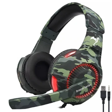 Headset Gamer Kolke KGA-487 Trooper LED Com Fio - Vermelho Camuflado