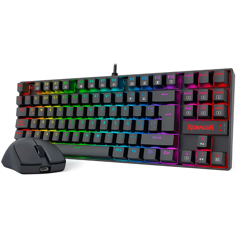 Teclado + Mouse Gamer Redragon Essentials S145 USB RGB Espanhol - Preto - Imagem 2
