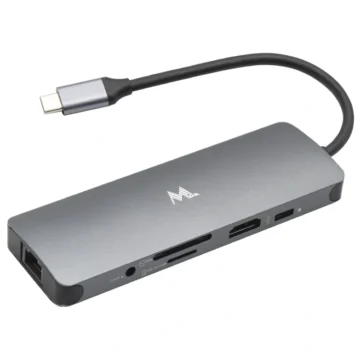 Hub USB-C 3.0 Mtek DS-91TC 9 Portas HDMI 3 USB 3.0 RJ-45 SD USB-C Áudio - Prata