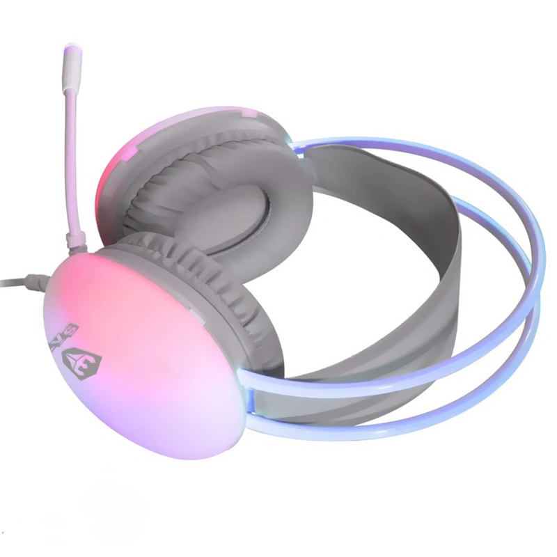 Headset Gamer Satellite GH-554 RGB Com Fio - Cinza Branco USB - Imagem 2