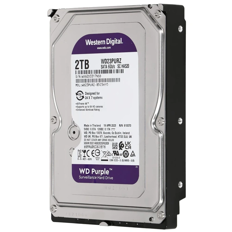 HD Western Digital 2TB WD Purple 3.5 SATA 3 - 6Gb/s WD23PURZ - Imagem 2