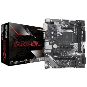 Placa Mãe ASRock B450M-HDV R4.0 Socket AM4 VGA DDR4 AMD Promontory B450