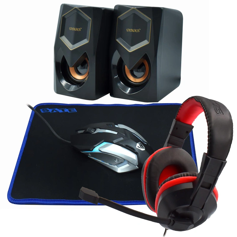 Kit Gamer Satellite GK-53 Teclado + Mouse + Mousepad + Speaker + Fone Português - Preto - Imagem 3