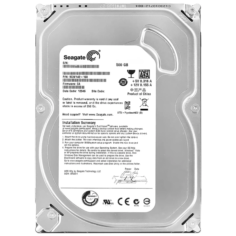 HD Seagate 500GB Pipeline Slim SATA 2 5900RPM 3.5 3Gb/s ST3500511CS