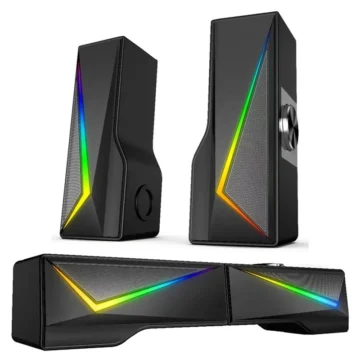 Caixa de Som Satellite AS-92003B Gaming RGB USB - Preto 3w Com fio
