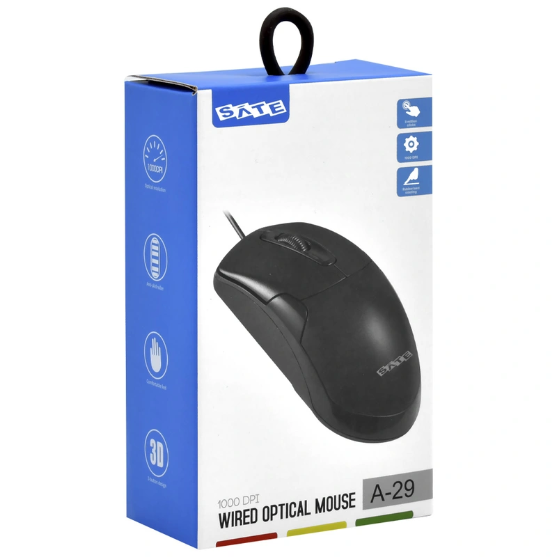 Mouse Satellite A-29 USB - Preto Com fio - Imagem 4