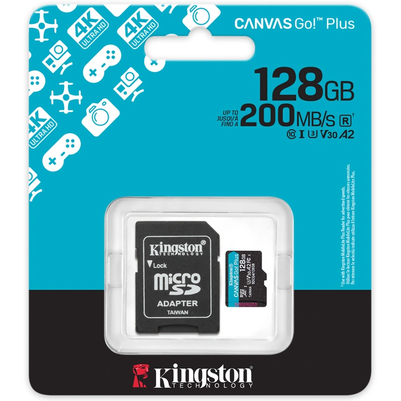 Cartão de Memória Micro SD Kingston Canvas Go Plus U3 C10 V30 A2 128GB - SDCG4128GB - Imagem 3