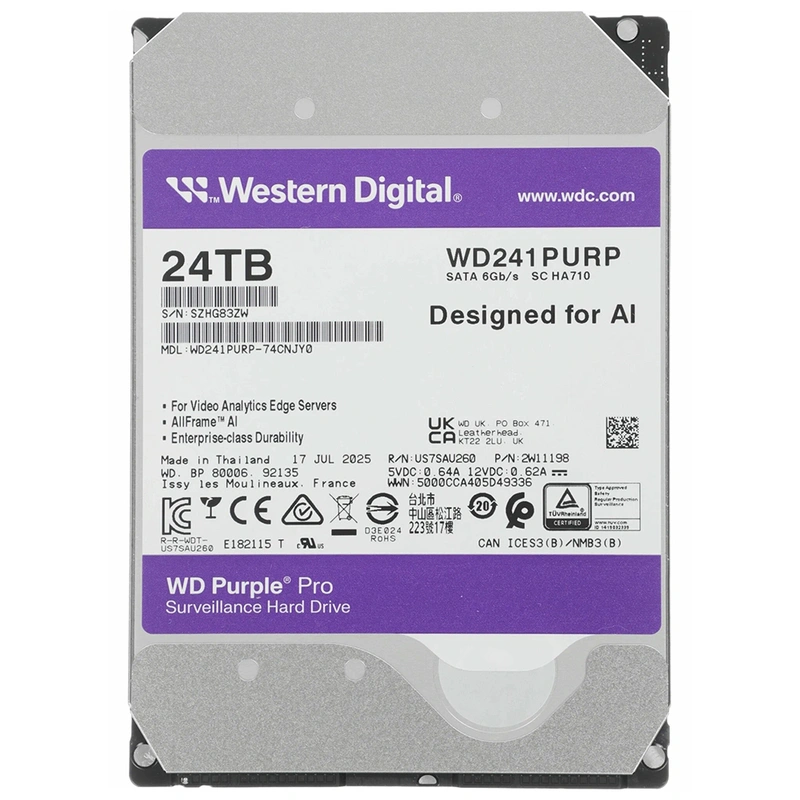 HD Western Digital 24TB WD Purple Pro AI 3.5 SATA WD241PURP
