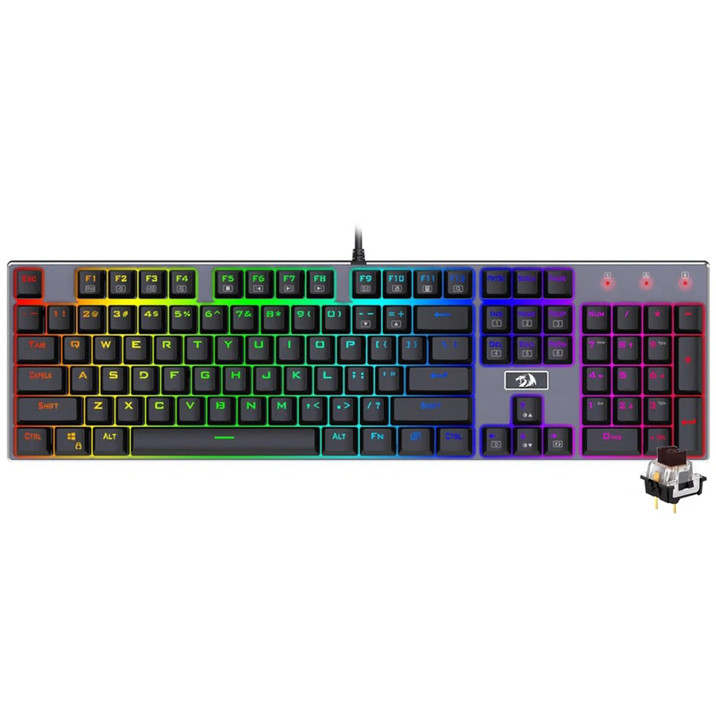 Teclado Gamer Mecânico Redragon K556RGB Devarajas USB RGB Red Inglês - Preto