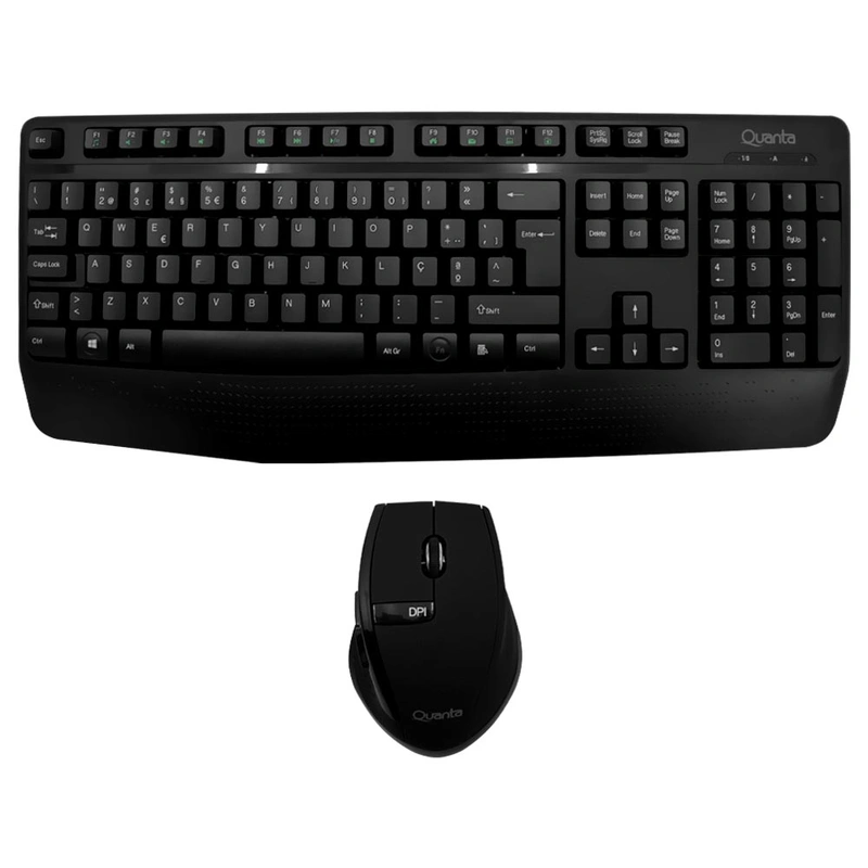 Teclado + Mouse Quanta QTKTM12 Wireless Português - Preto USB Receiver