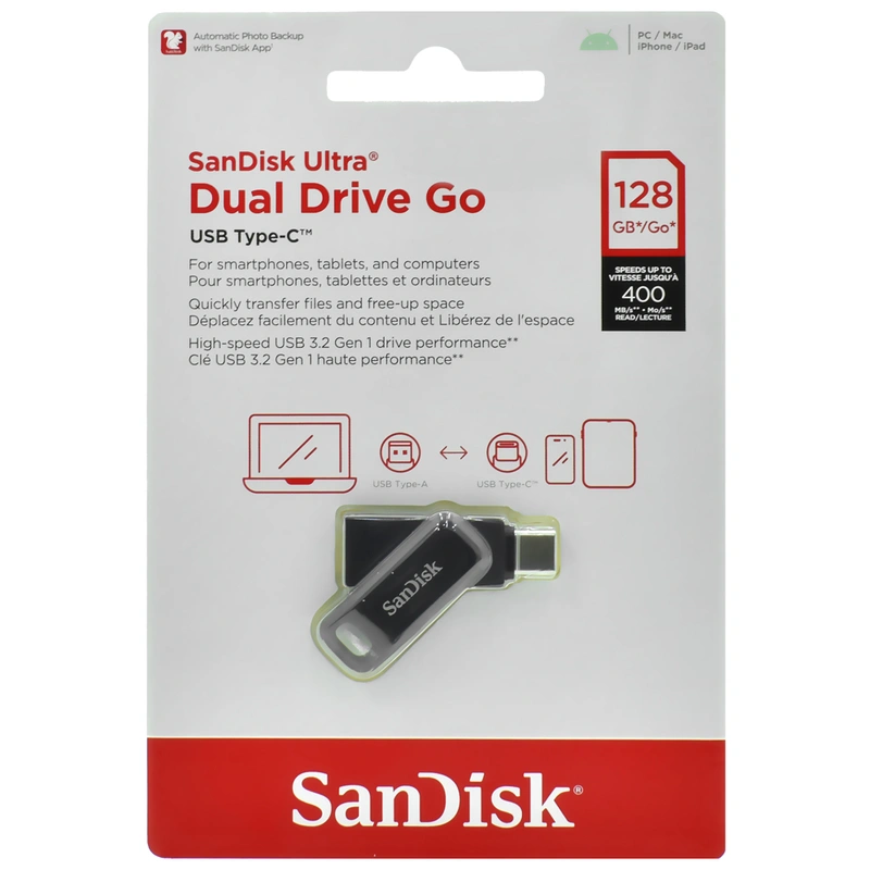 Pendrive SanDisk Ultra Dual Drive Go 128GB USB-C USB 3.2 - Preto (SDDDC3-128G-G46) - Imagem 3