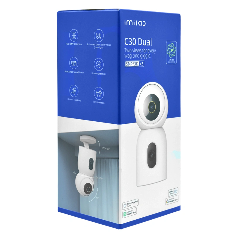 Câmera de Segurança Imilab C30 Dual CMSXJ111A Indoor Wi-Fi 360° 3K Alexa Ok Google Branco - Imagem 3