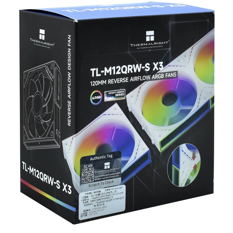 Cooler para Gabinete Thermalright TL-M12QRW-S X3 Reverse AirFlow ARGB - Branco (Kit com 3) - Imagem 4