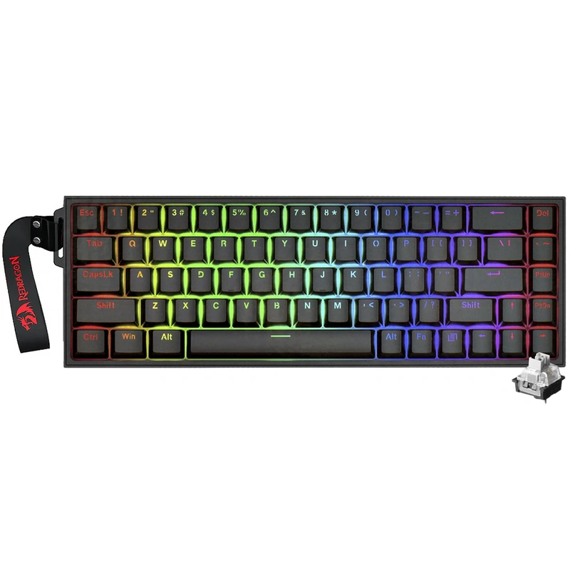 Teclado Gamer Mecânico Redragon K631RGB-PRO-P Castor Pro Wireless RGB Inglês - Preto