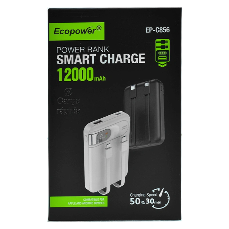 Carregador Portátil Ecopower EP-C856 12000mAh USB-C Lightning - Branco - Imagem 3