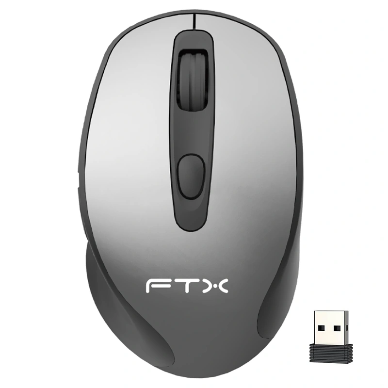 Mouse FTX MWB40 Wireless Bluetooth - Cinza Preto USB Receiver 2.4GHz