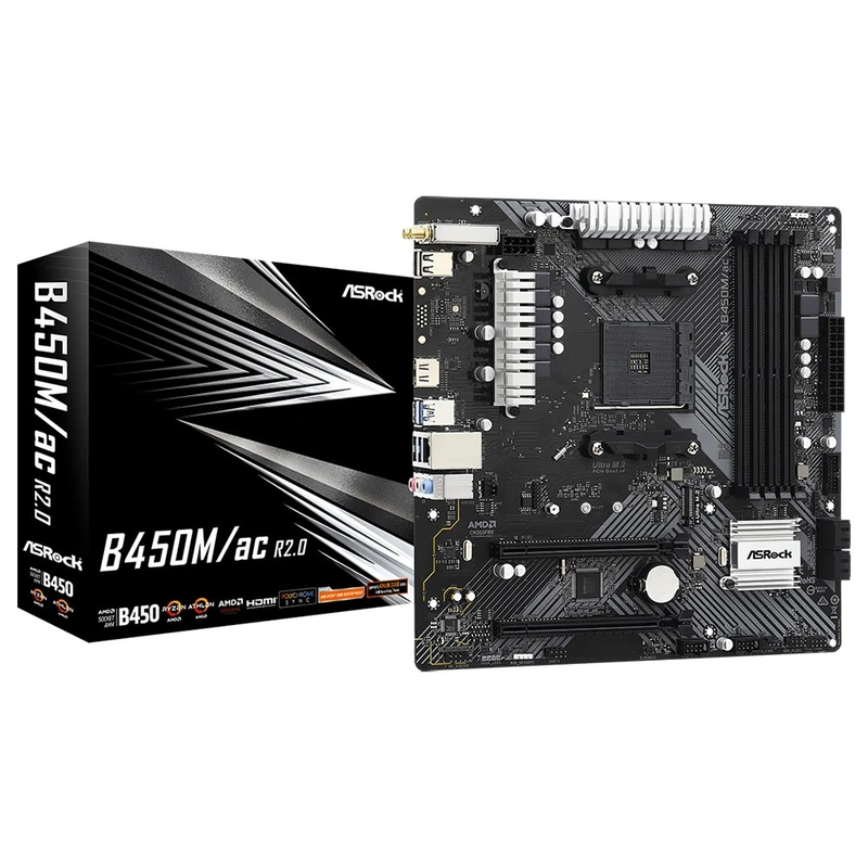 Placa Mãe ASRock B450MAC R2.0 Socket AM4 DDR4 AMD Promontory B450 Micro ATX