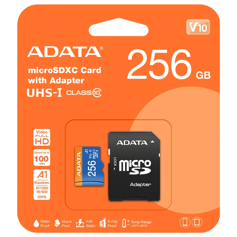 Cartão de Memória Micro SD ADATA V10 2x1 C10 A1 256GB - AUSDX256GUICL10A1-RA1 - Imagem 3