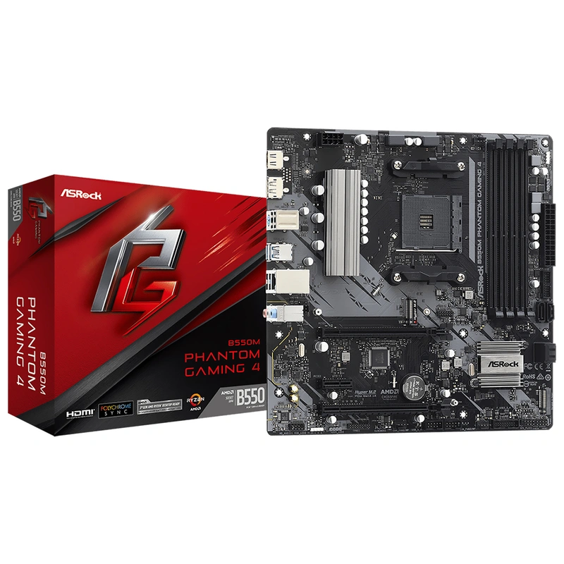 Placa Mãe ASRock B550M Phantom Gaming 4 Socket AM4 DDR4 AMD B550 Micro ATX