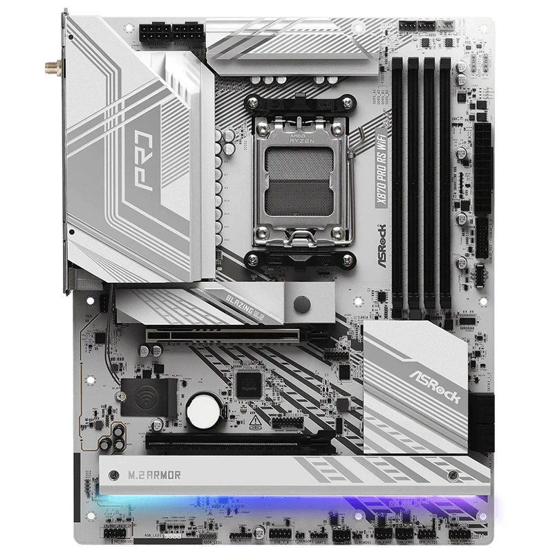 Placa Mãe ASRock X870 Pro RS Wi-Fi Socket DDR5 AM5 AMD X870 4 Slots DIMMs DDR5 - Imagem 3