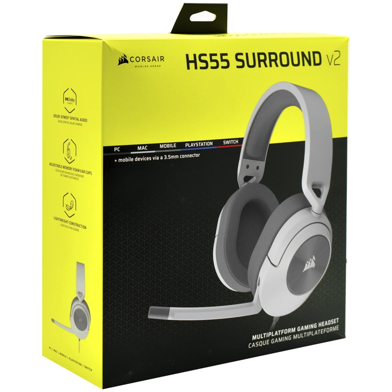 Headset Gamer Corsair HS55 Surround V2 Com Fio - Branco Cinza (CA-9011390-WW) - Imagem 3