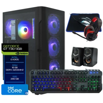 PC Montado Gamer Intel Core i3 10105 3.7GHz 16GB RAM 280GB SSD GeForce GT730 4GB + Kit