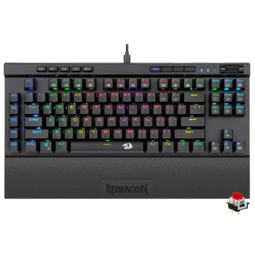 Teclado Gamer Mecânico Redragon K587RGB-PRO Magic-Wand Pro Wireless RGB RED Inglês - Preto
